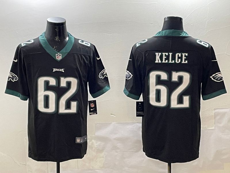 Men Philadelphia Eagles #62 Kelce Black Second generations 2025 Nike Vapor Limited NFL Jersey style 1